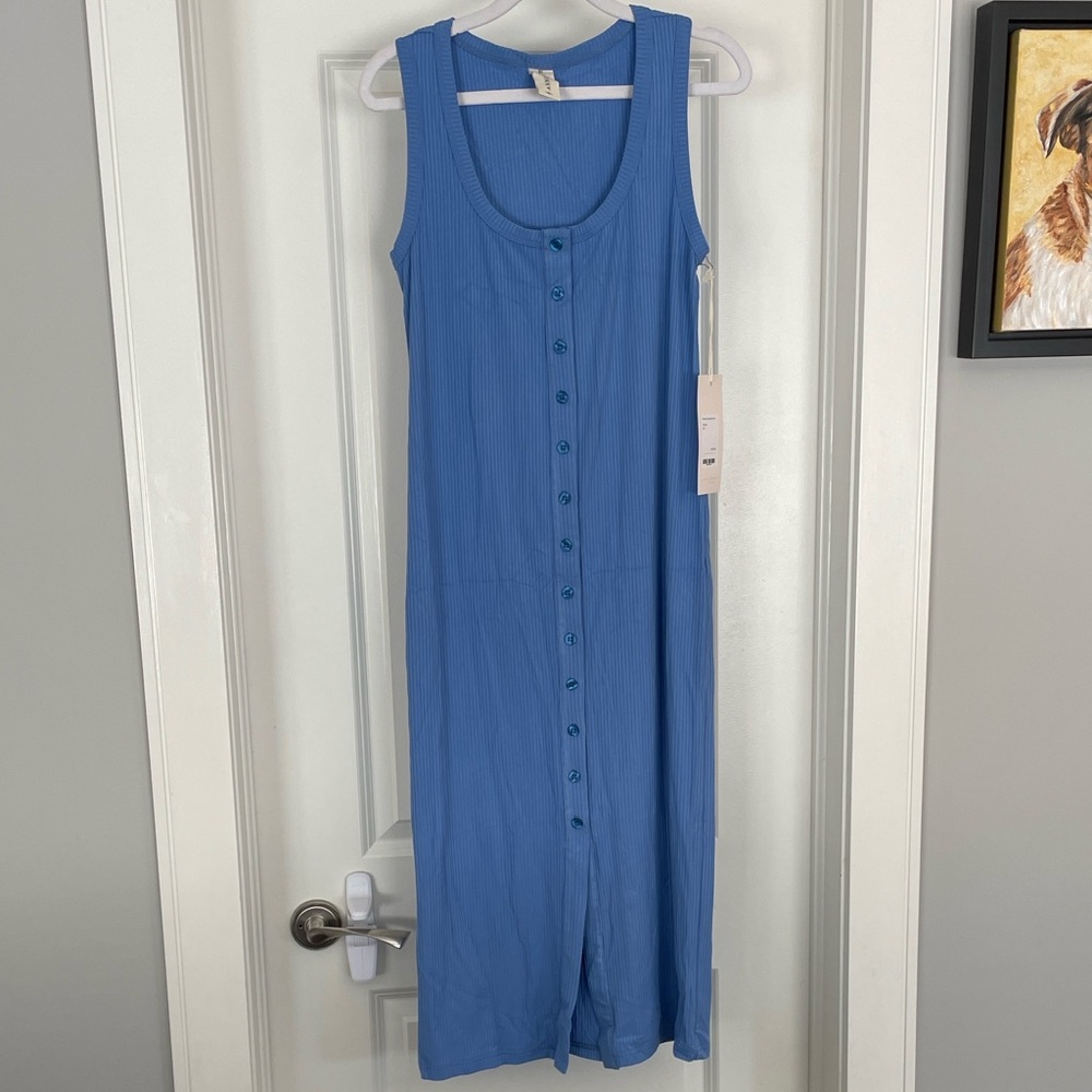 Annie 50 Blue Button-Down Midi Dress